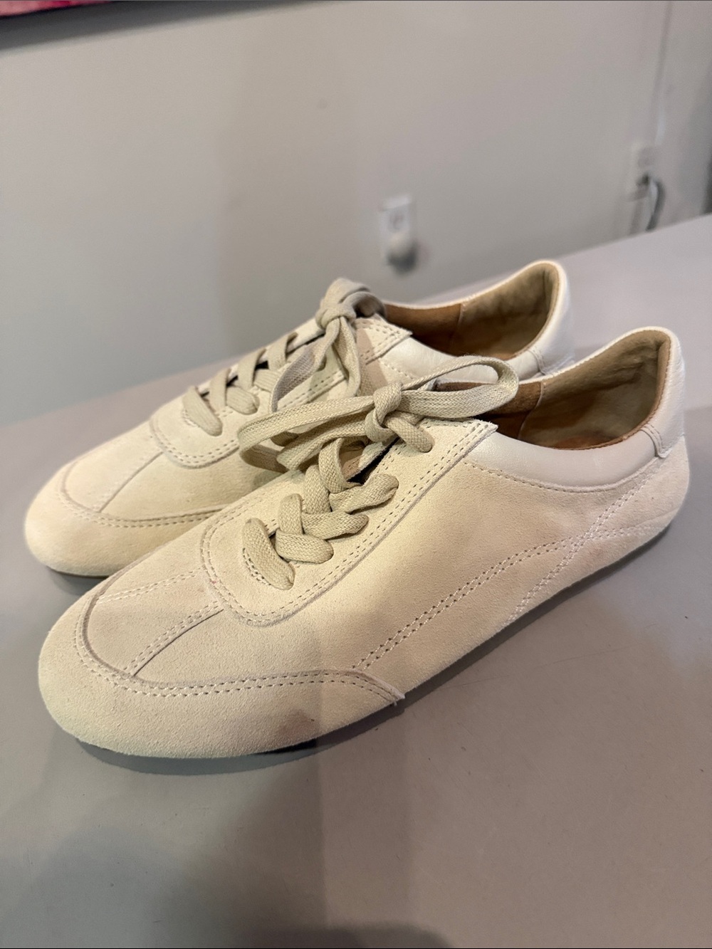 Kelsi Dagger Women’s  Casual Suede Lace-Up Sneakers in Cream